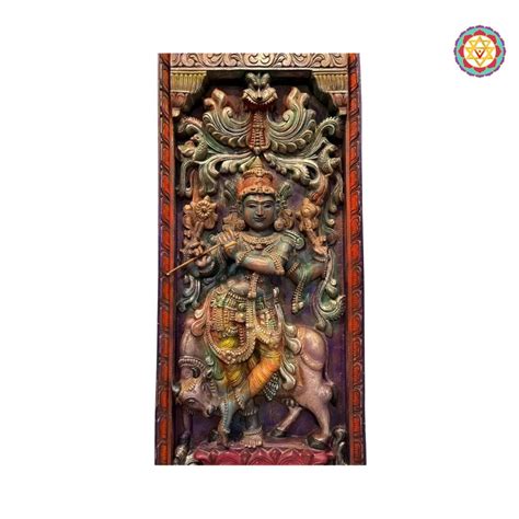 72" Cow-Krishna Carved Wood Panel – Pretty Homes India
