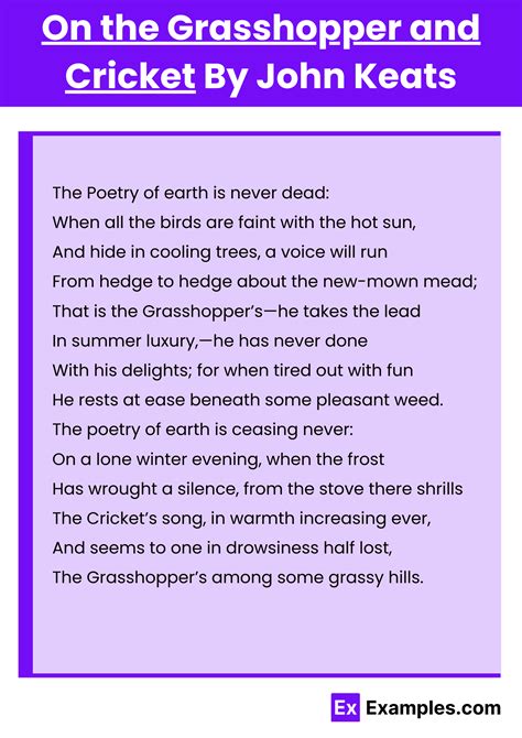 On the Grasshopper and Cricket Poem by John Keats to Download