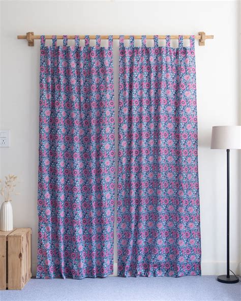 Indian Floral Block Printed Organic Cotton Curtains – DMAASA
