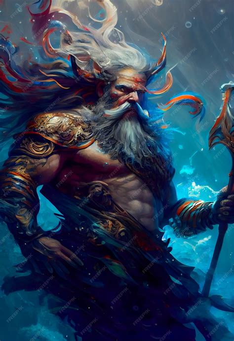 Premium Photo | Digital art of poseidon ancient greek god of the sea ...
