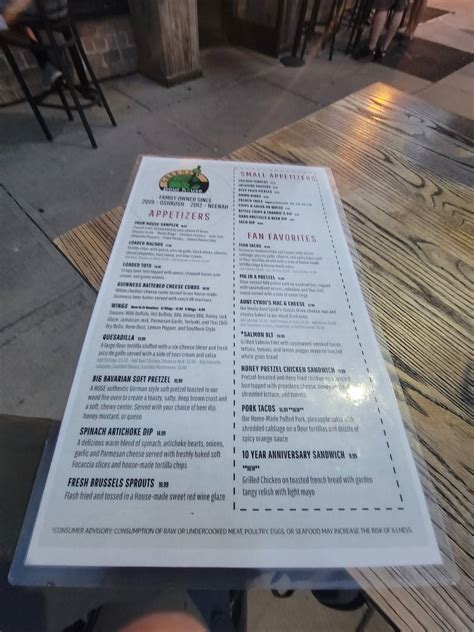 Menu at Greene's Pour House pub & bar, Neenah