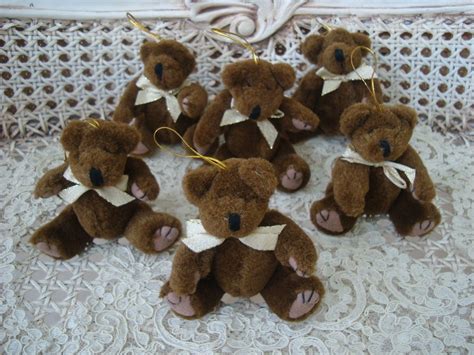 SET OF 6 ADORABLE JOINTED TEDDY BEAR CHRISTMAS ORNAMENTS ***SO CUTE***
