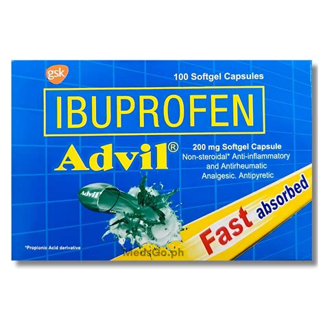 ADVIL Ibuprofen 200mg - 1 Capsule price in the Philippines | MedsGo Pharmacy