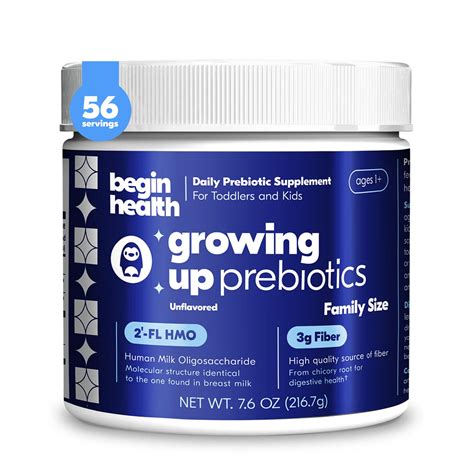 Begin Health Growing Up Prebiotics for Kids — 56-Pack, Unflavored Powd ...