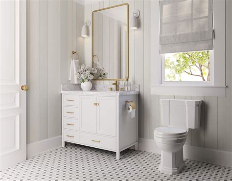 Buy ARIEL 43 Inch White Bathroom Vanity w/ 1.5 Edge Italian Carrara ...