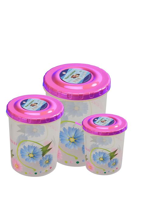RFL Contener Set Jar General Storage Plastic Container (Pink) - Set of ...