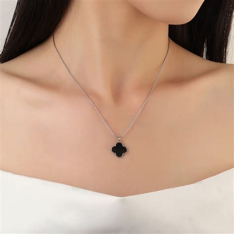 Black Beauty Clover Silver Necklace | Salty – Salty Accessories