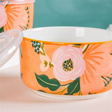 Meadow Muse Ceramic Lunch Box Orange 550 ml Set Of 2 Online - Premium ...