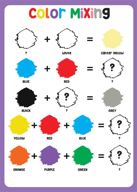 Mixing color worksheet. Learning about color. Educational sheet for ...