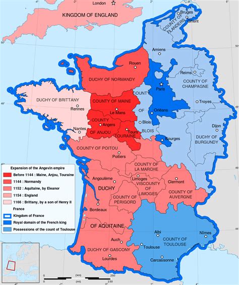 The Angevin Empire in 1154 | France map, House of plantagenet, Eleanor ...