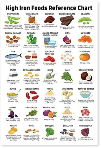 12x18 High Iron Foods Reference Chart Poster Unframed Healthy ...