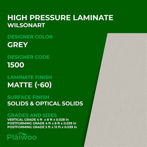 Wilsonart Grey 1500 Matte Finish (-60) High Pressure Laminate Sheet ...