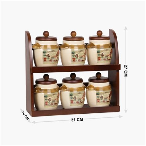 Buy Garden Banquet 6 Storage Containers With Wooden Stand from Home ...