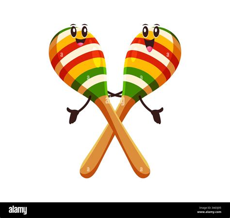 Cartoon funny maracas musical instrument characters. Isolated vector ...