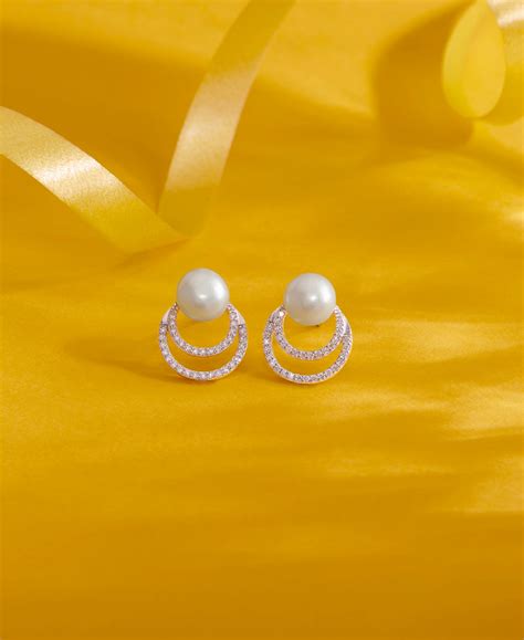 Luminous Pearl Sphere Push Button Silver Earring – Silvostyle Jewellery