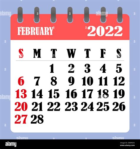 February 2022 Calendar Clip Art