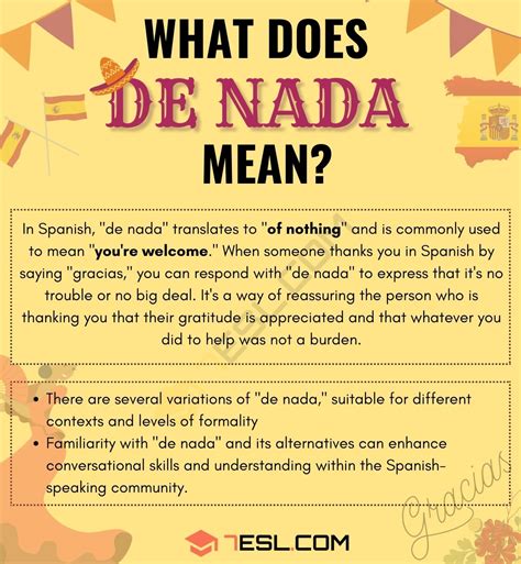 "De Nada" Meaning, Origin and Examples • 7ESL