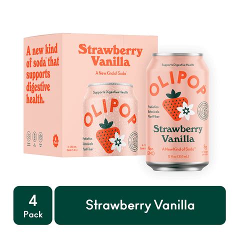 OLIPOP Prebiotic Soda, Strawberry Vanilla, 12 fl oz, 4 Pack - Walmart.com