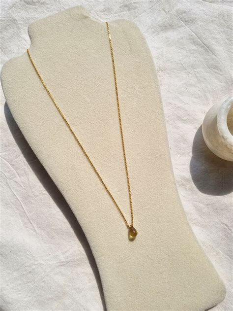 Natural Whisky Quartz Teardrop pendant Silver Chain Jewelry for women