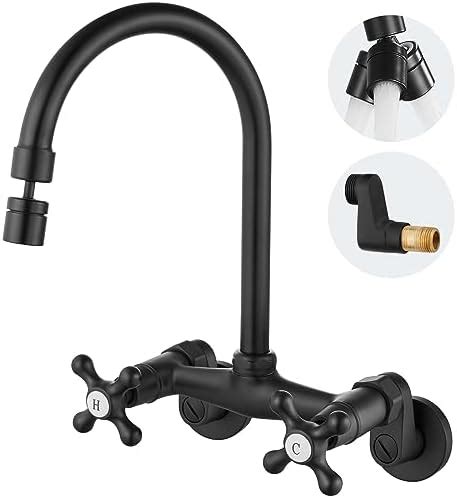 Airuida Wall Mount Kitchen Faucet with Sprayer Wall Mounted Kitchen ...