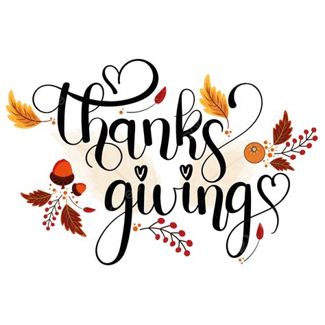 Happy Thanksgiving Day Text Hand Lettering With Leaves Celebration ...