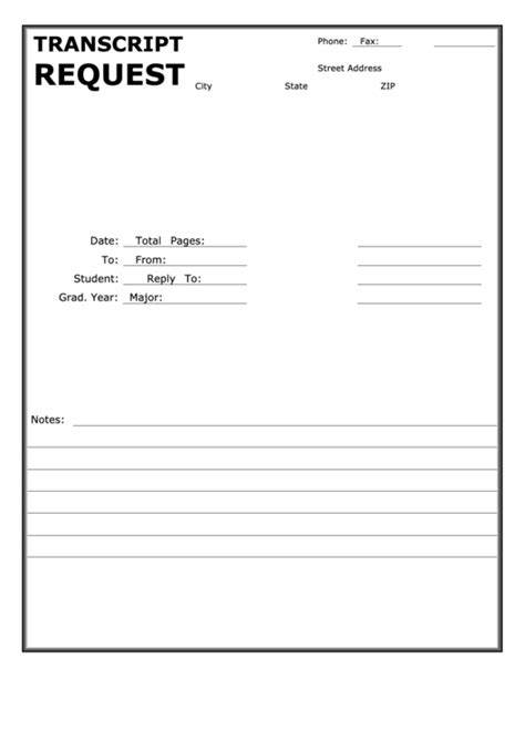 Image result for Blank Transcript Request Form