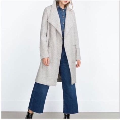 Zara Women Wool Blend Oversize Gray Coat Size M - munimoro.gob.pe