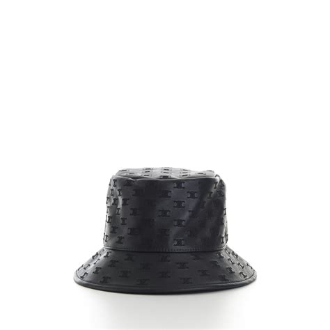 Celine Black Leather Bucket Hat - Mini Triomphe Embroidery | Grailed