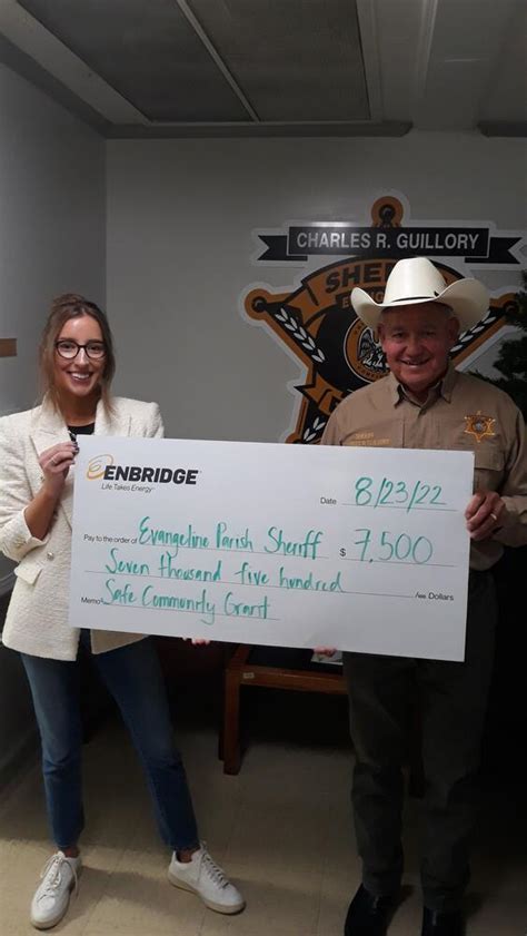 DONATION RECEIVED FROM ENBRIDGE PIPELINE! | Evangeline Parish Sheriff