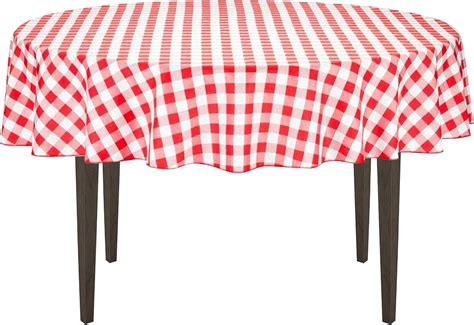Amazon.com: LTC LINENS 70 Inch Red and White Checkered Tablecloth Round ...