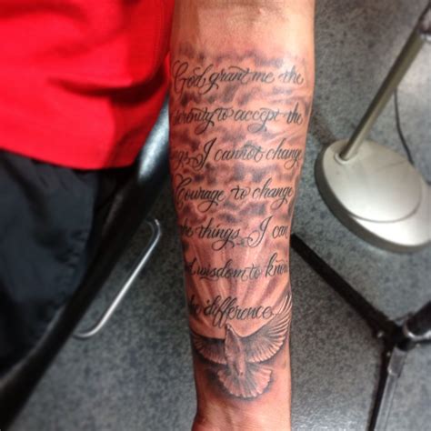 Bible verse tattoos on arm with clouds - Bronctattooaus.com