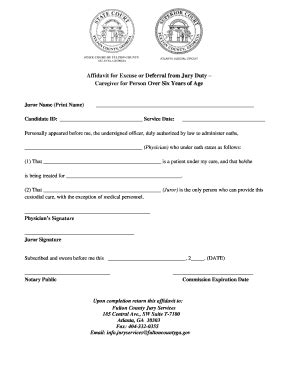 Affidavit for Excuse from Jury Duty - Blank Fillable Template | Fill ...
