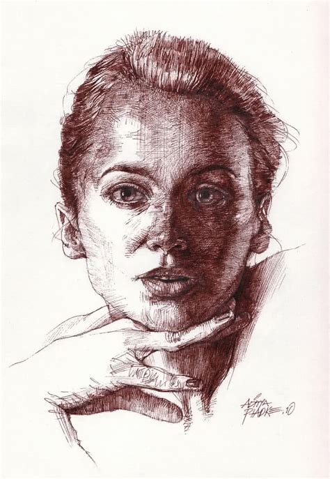 "Girl Head": Light Brown Pencil Drawing by Aditya Phadke | ArtZolo.com