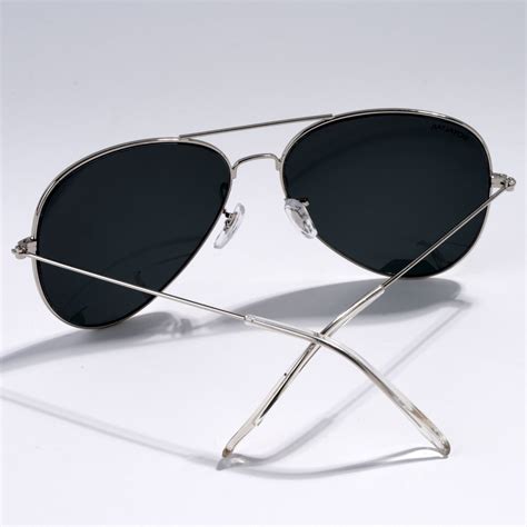 UNISEX BLACK GLASS AND SILVER FRAME AVIATOR SUNGLASSES – Royaltail