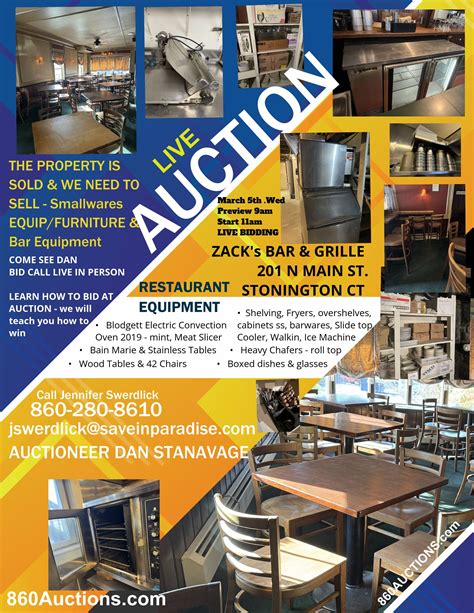 RESTAURANT EQUIPMENT & Bar Coolers LIVE AUCTION EVENT SALE - Stonington ...