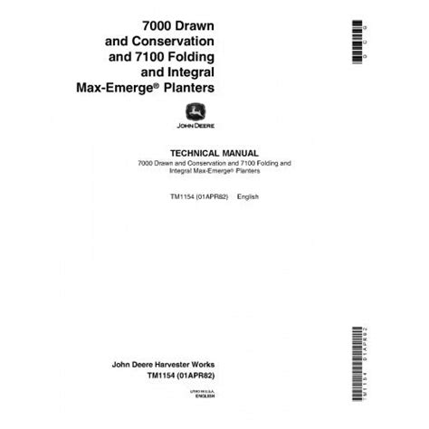 John Deere 7000 & 7100 Emerge Planter Mechanical Manual TM1154 ...