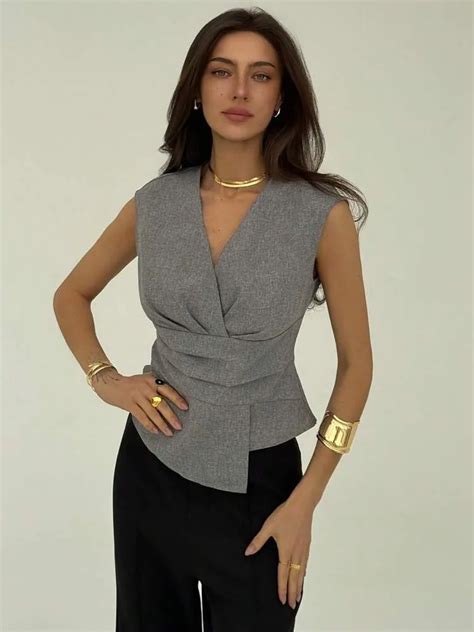 Elegant Tank Asymmetric V-Neck Top | Savana | Bestsellers