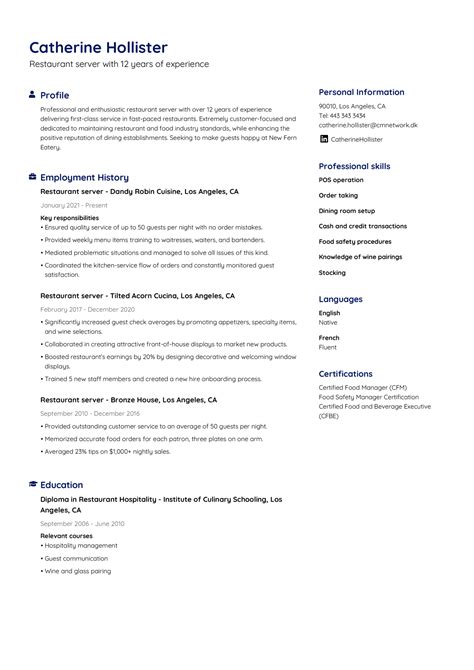Server Resume Examples [Guide & Tips] - Jofibo