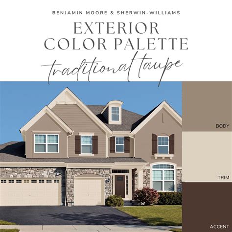 Exterior Paint Color Palette - Traditional Taupe - Etsy