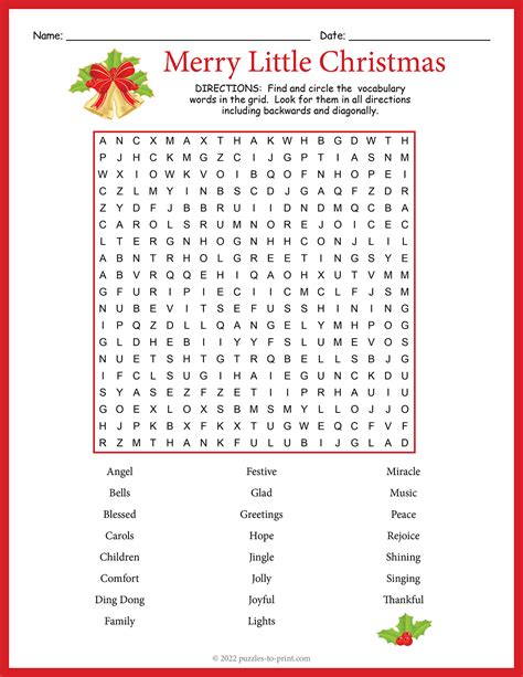 Merry Little Christmas Word Search