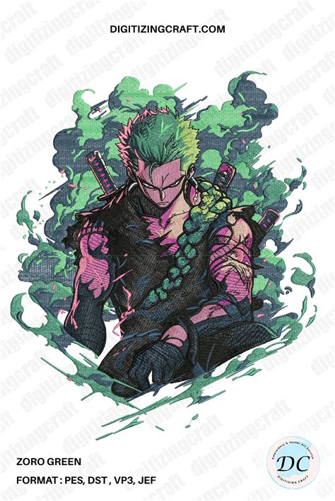 Zoro green Embroidery Design – Digitizing Craft