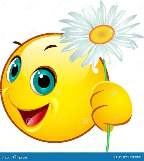 Emoticon Che Dà Una Camomilla Illustrazione Vettoriale - Illustrazione di fiore, disegno: 31247609
