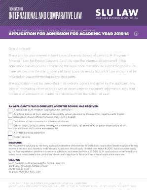 APPLICATION FOR ADMISSION PAGE 1 - Saint Louis University - Slu - Fill ...