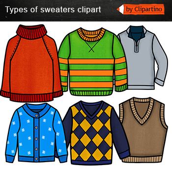 Types of sweaters Clip Art Freebies/ Free Sweater Clip Art/ Winter sweaters