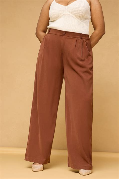 Curve Rust Brown Pleated Straight Korean Pants – auretta