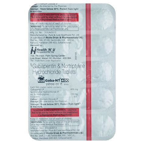 Eco Gaba-NT 400 - Strip of 10 Tablets : Amazon.in: Health & Personal Care