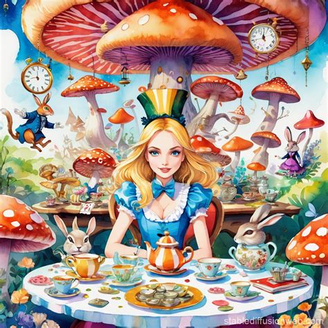 Alice in Wonderland Tea Party Scene | Stable Diffusion Online