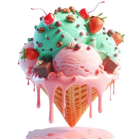 Premium PSD | Cone ice cream dripping