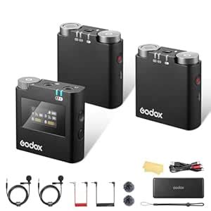 GODOX Virso M2 Wireless Lavalier Microphone System, Lav Mic Kit (2 TX+1 ...