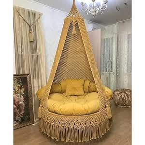 Aayan Macrame Balcony Cotton Thread Swing for Adults Iron Frame with ...